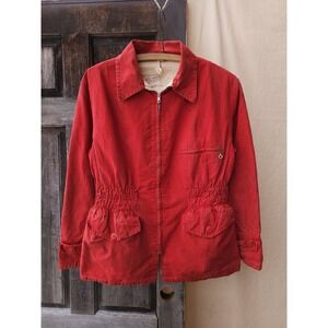 Vintage 1950s Red Ski Jacket Chamois Lined Full-Zip Dot Zipper Euro Women's M